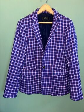 J. Crew regent blazer jacket  in plaid size 8 purple regal